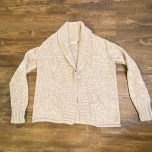 GAP Oatmeal Marled Knit Shawl Collar Cardigan Sweater Womens M Cotton Wool Blend